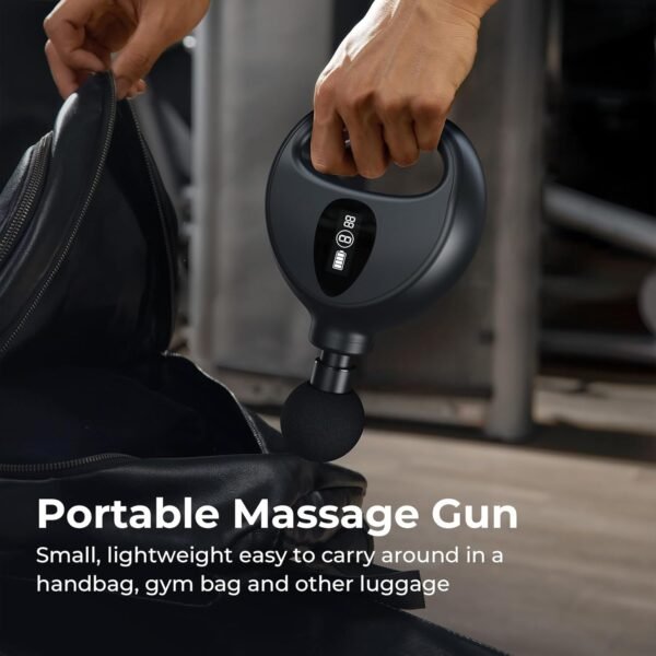 GORISE Portable Handheld Massage Gun, 8 Speeds Deep Tissue Percussion Gun Massager for Muscle Relief, Lightweight and Rechargeable, Ideal for Home, Office, and Travel Use 7PCS - Image 7