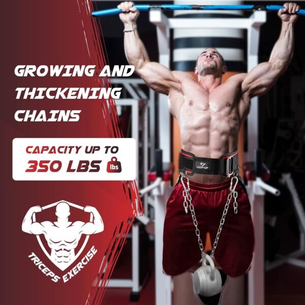 3-in-1 Weighted Pull Up Belt, Weight Lifting Dip Belt with 40.6 IN Chain & Self Locking, Weighted Gym Belt for Pull Up, Squat, Powerlifting & Deadlift, Capacity Up to 350 LBS(Size S) - Image 7