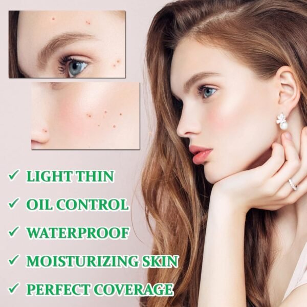 Mushroom Head Air Cushion CC Cream,CAHIUYOA BB Cream Foundation Full Coverage Concealer Long Lasting Liquid Matte Makeup Foundation with Mushroom Makeup Sponge-Natural - Image 4