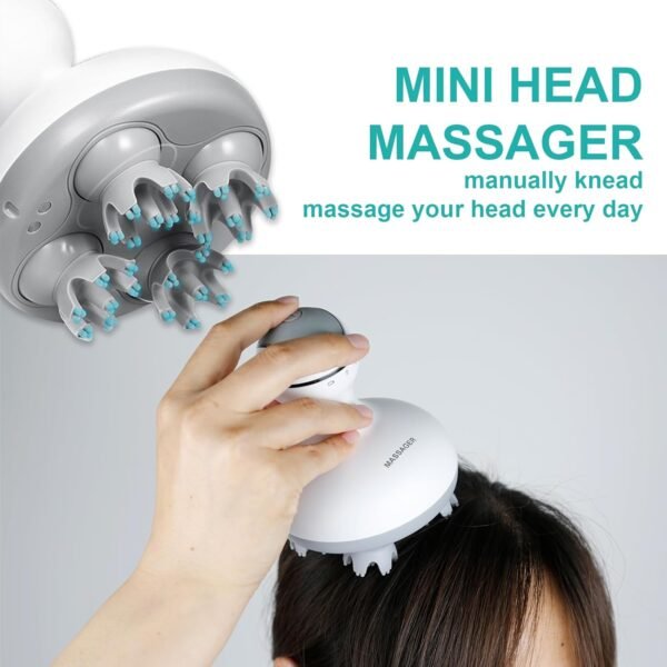 VGU Rechargeable Scalp Massager with Multi-Node Design, Promotes Hair Growth, Relieves Stress, Waterproof, Portable Handheld Head Massager - Image 4