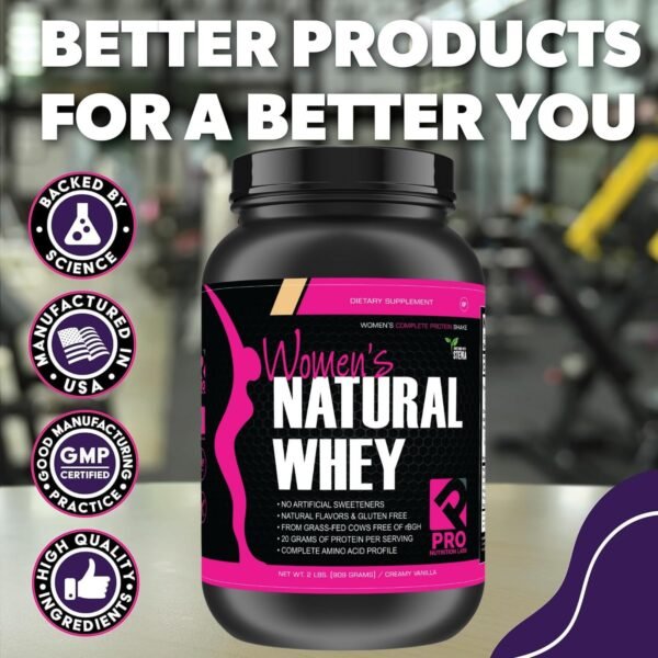 Whey Protein Powder for Women Vanilla Powder - Low Carb Gluten-Free Grass-Fed rBGH-Free Protein - Supports Weight Loss - Natural Stevia Sweetened Protein Shake, 20g Protein (Creamy Vanilla, 2lb) - Image 4