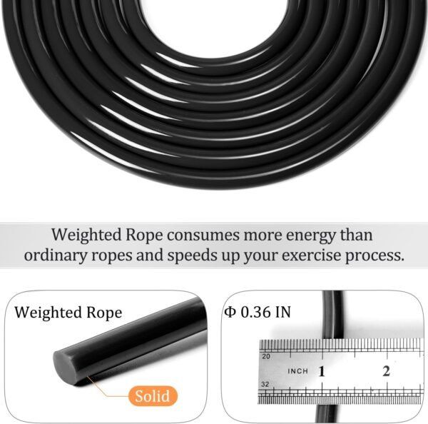 1LB Weighted Jump Ropes for fitness Women Men, Tangle-Free Ball Bearing Rapid Speed Skipping Jump Rope with Adjustable 9mm Cotton & PVC Cord, Aluminum Handles for MMA, Boxing, CrossFit, Weight-loss Workouts - Image 7