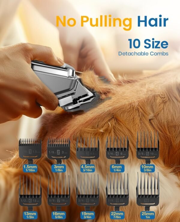 oneisall Dog Clippers for Grooming for Thick Heavy Coats/Low Noise Rechargeable Cordless Pet Shaver with Stainless Steel Blade/Waterproof Dog Shaver for Dogs Pets and Animals (Sliver) - Image 4