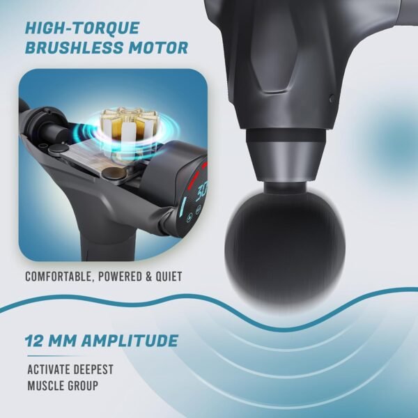 Deep Tissue Massage Gun for Athletes - 30 Speeds & 12 Interchangeable Heads for Pain Relief & Muscle Recovery 2 Heads with Heating & Cooling - Image 3