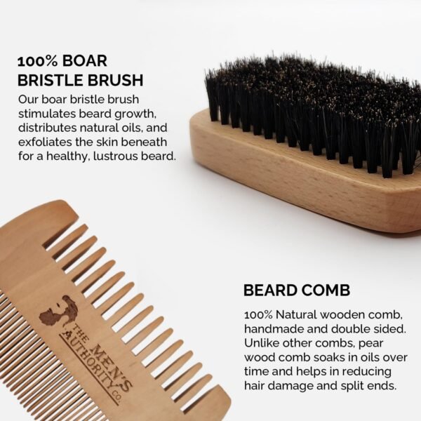M. A. C.® Beard Kit for Men, Beard Grooming Kit Including Boar Brush, Trimming Scissor Beard Comb and Straight Edge Safety Razor & Blades-Ideal Beard Care Kit with Wooden Gift Box - Image 6