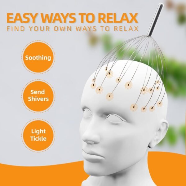 YEZY Head Massager 28 Fingers Head Scratcher Scalp Massager, Back Scratcher, Back Massager, Stocking Stuffers for Head Massage Back Massage (Silvery) - Image 3