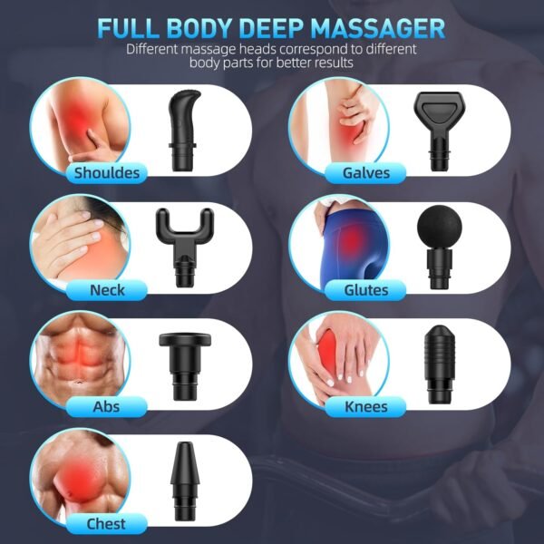 Massage Gun,Massage Gun Deep Tissue for Pain Relief with 7 Massage Heads & 6 Speeds and Carrying Case (Black) - Image 8