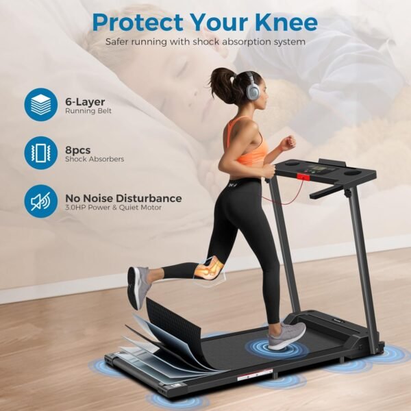 Treadmill with Handles, 2025 Upgraded Small Treadmill Home, Portable Electric Treadmills for Home 300 lbs Weight Capacity,Walking Pad Treadmill,Lightweight Folding Foldable Treadmill with LED Display - Image 5
