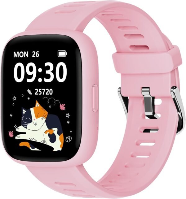 BIGGERFIVE Smart Watch for Kids, 1.8" Fitness Tracker Watch Pedometer, Heart Rate, IP68 Waterproof, Sleep Monitor, Calorie Step Counter, 5 Puzzle Games with/Without APP for Girls Teens 5-16 - Image 2