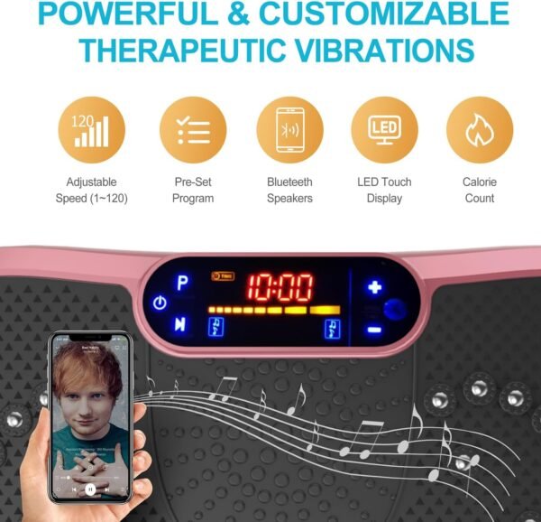 AXV Vibration Plate Fitness Platform Exercise Machine Vibrating Lymphatic Drainage Shaking Full Body Shaker Workout Vibrate Stand Shake Board Sport Gym for Weight Loss Fat Burner for Women Men - Image 6