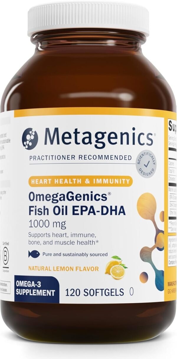 Metagenics OmegaGenics Fish Oil EPA-DHA 1000 - Omega-3 Fish Oil Supplement - for Heart Health, Musculoskeletal Health & Immune System Health* - with DHA & EPA - 120 Softgels - Image 2
