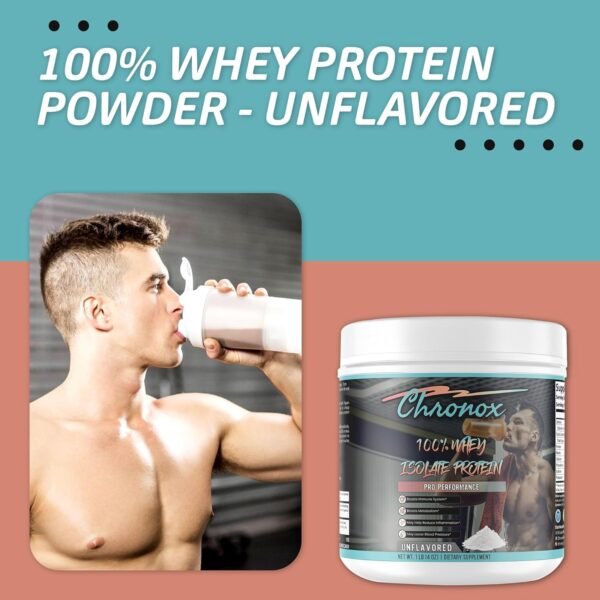 Chronox 100% Whey Protein Powder - Unflavored Whey Protein Powder for Muscle Gain - Whey Protein Isolate Powder for Pre and Post - Workout Protein Whey Isolate Dietary Supplement - (1 LB) - Image 3
