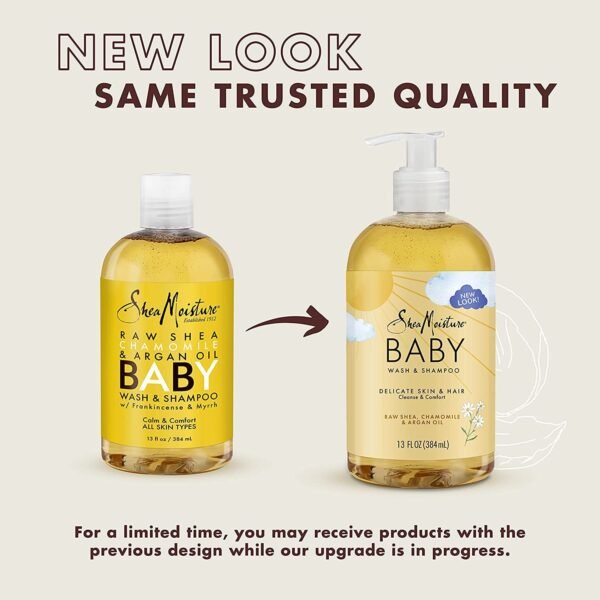 SheaMoisture Baby Wash & Shampoo for All Skin Types Raw Shea, Chamomile & Argan Oil Baby Wash and Shampoo with Frankincense & Myrrh to Help Cleanse 13 oz, Gold, Packaging may vary - Image 4