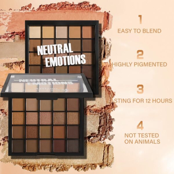Nude Neutral Eyeshadow Palette, 25 Color Matte Shimmer Brown Gold Eye Shadow Palette, Pigment Naked Smokey Natural Eyeshadow Palette for Brown Eyes, Long Lasting Blendable Hypoallergenic Makeup Pallet - Image 7