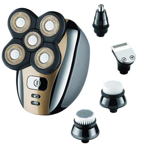 Electric Razor for Men Head Shaver for Bald Men Grooming Kit 5 in 1 Wet Dry Rotary Shavers Nose Hair Beard Trimmer Clippers Facial Cleansing Brush Cordless Waterproof USB Charging Rechargeable - Image 2