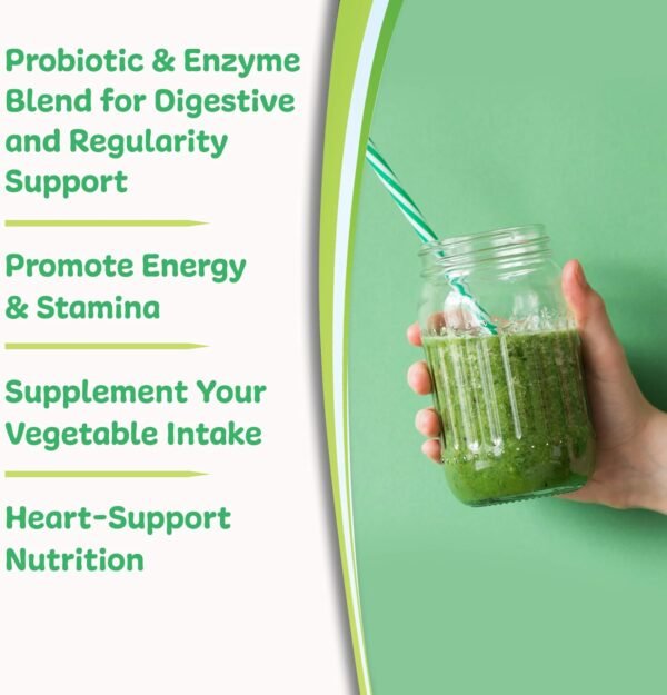 New Vitality Royal Greens Superfood Powder | Healthy Veggie Powder with Probiotics, Enzymes, Antioxidants, Wheat Grass & Greens 10.75oz (30 Day Supply) - Image 6
