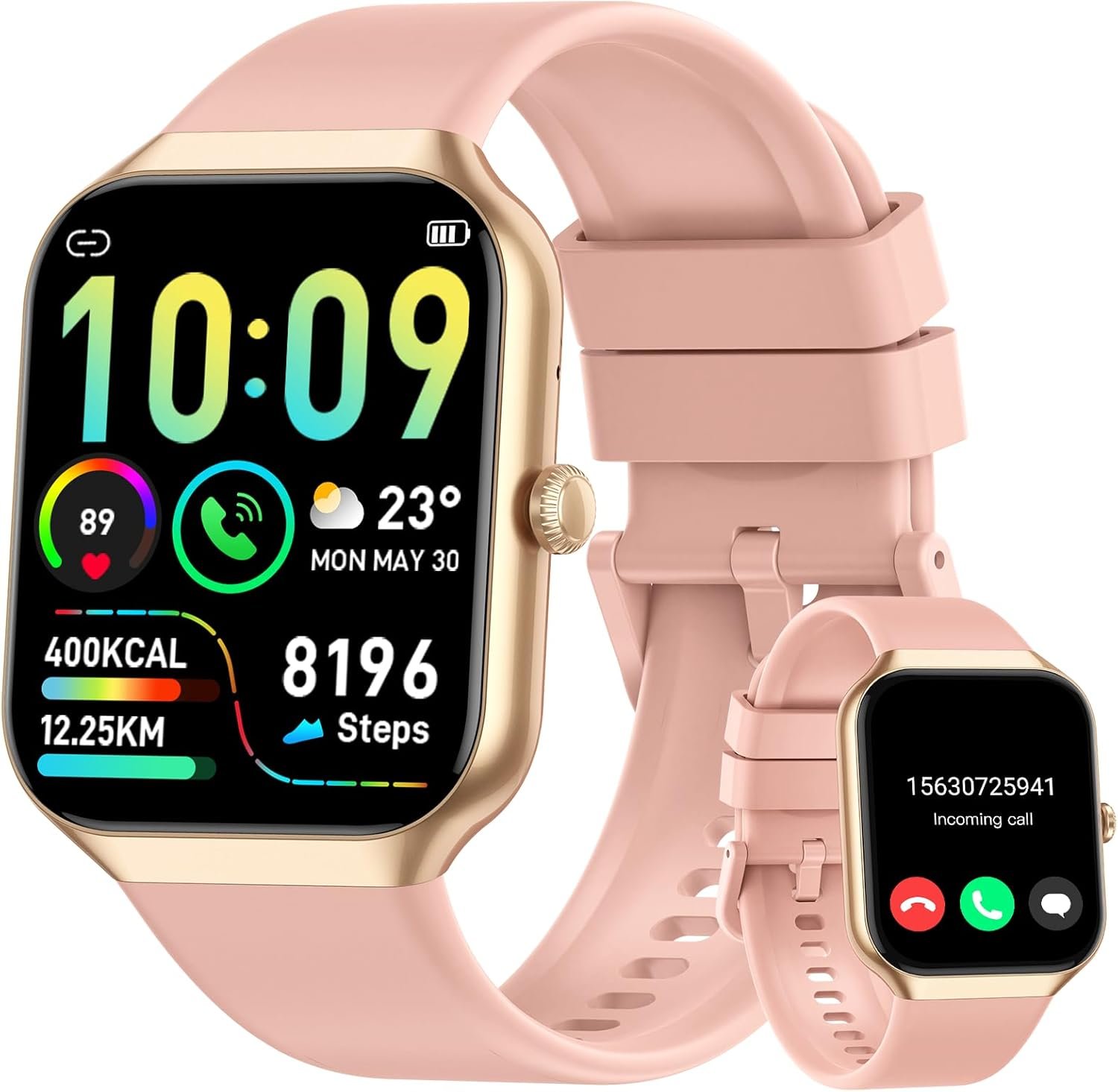 Smart Watch for Women Answer/Make Calls, 1.96" HD Fitness Watch with Heart Rate Monitor Sleep Monitor, 113 Sports Activity Trackers with Step Counter, IP68 Waterproof, Smartwatch for Android/iOS, Rose - Image 2