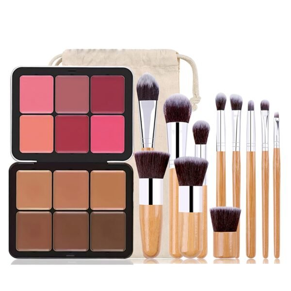 6 Colors Cream Concealer and Face Blush Palette, FantasyDay Long Lasting Full Coverage Conceals Corrects Foundation Camouflage Contour Kit for Correcting Dark Circles Acne Blemish + 11 Makeup Brush - Image 2