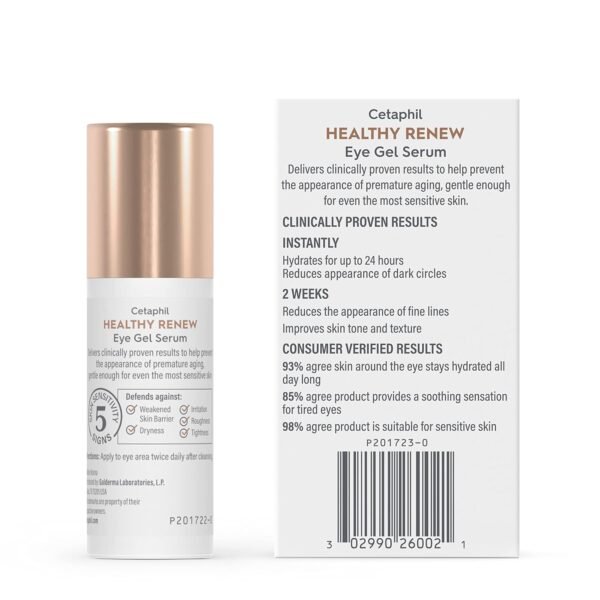 Cetaphil Healthy Renew Hydrating Eye Gel Serum 0.5 Oz, 24Hr Under Eye Cream for Anti Aging, Reduces the Appearance of Dark Circles and Wrinkles, Retinol Alternative Peptide Serum, For Sensitive Skin - Image 9