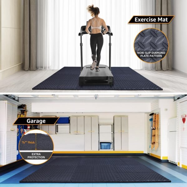 12 Pack, 48 SQFT - 24" x 24" - 1/2" Extra Thick Floor Exercise Mat for Home Gym or Floor Padding - High-Density EVA Interlocking Foam Floor Tiles for Gym Equipment, Play Area | Yoga, Cardio, Weights - Image 8