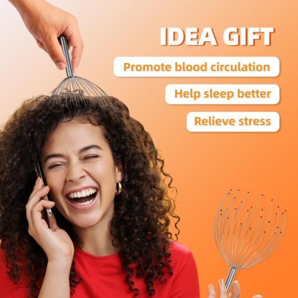 YEZY Head Massager 28 Fingers Head Scratcher Scalp Massager, Back Scratcher, Back Massager, Stocking Stuffers for Head Massage Back Massage (Silvery) - Image 6