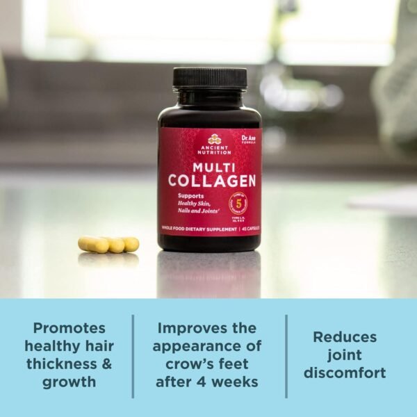 Collagen Peptides Pills by Ancient Nutrition, Hydrolyzed Multi Collagen Supplement, Types I, II, II, V & X, Supports Healthy Skin and Nails, Gut Health and Joints, 90 Capsules - Image 6