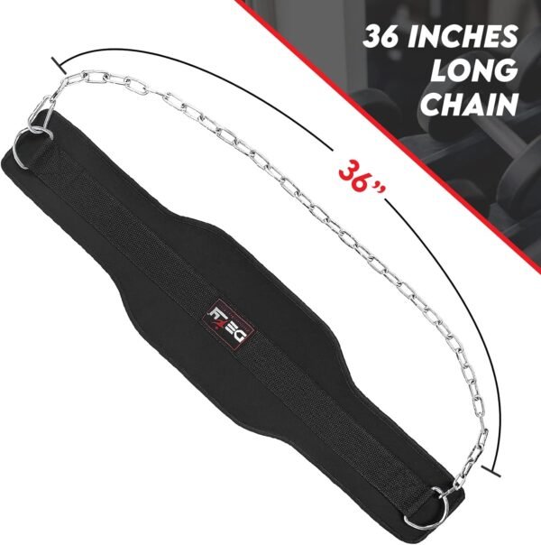 DEFY Dip Belt for Weight Lifting with 36" Steel Chain - 370 lbs weightlifting capacity - Neoprene Gym powerlifting belt for powerlifting & strength training for men & women - Image 3