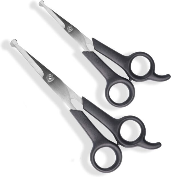 Pets First #1 Pet Grooming Scissors Body & Facial Trimmer Durable Stainless Steel Blades. Rounded Tips Shears for Long Medium Short Thick Wiry Curly Hair. Lightweight Cutter for Dogs & Cats. Set of 2 - Image 2