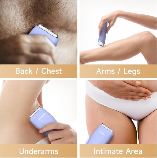 Bikini Trimmer for Women, Legs & Pubic Hair Trimmer for Women | Waterproof, Type-C Rechargeable, LED Light, Replaceable Blade, Electric Razors for Women, Womens Body Shaver (Lilac Purple) - Image 4