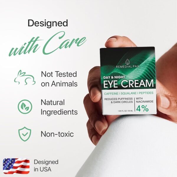 REMEDIAL PAX Eye Cream for Dark Circles and Puffiness, Bags Under Eyes Treatment, Anti-Aging Collagen Eye Cream for Wrinkles, Day & Night Caffeine Eye Cream with Niacinamide Dimethicone - Image 9