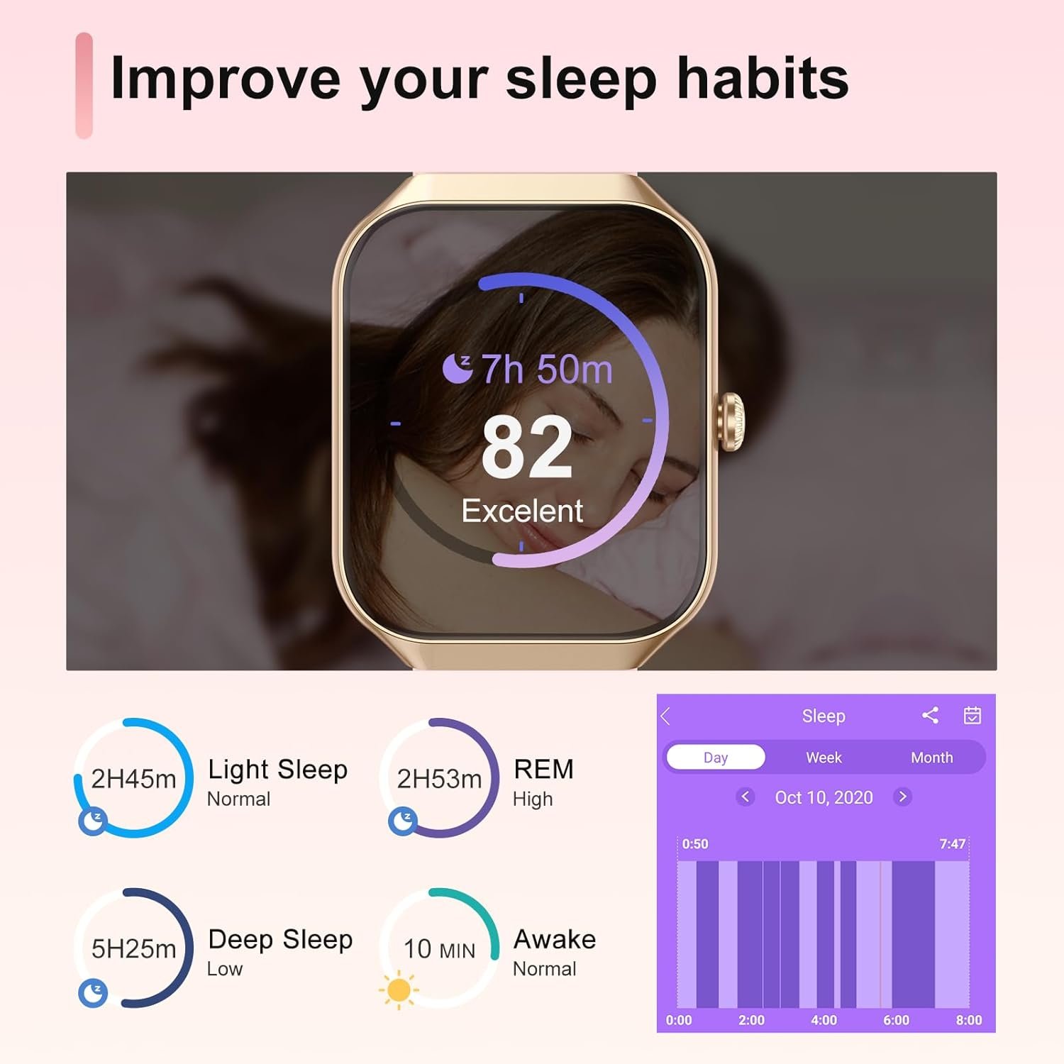 Smart Watch for Women Answer/Make Calls, 1.96" HD Fitness Watch with Heart Rate Monitor Sleep Monitor, 113 Sports Activity Trackers with Step Counter, IP68 Waterproof, Smartwatch for Android/iOS, Rose - Image 5