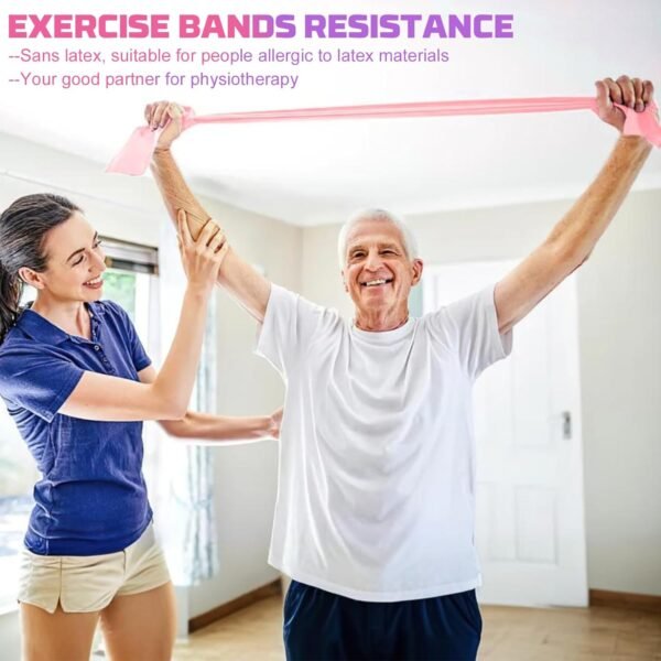 Resistance Bands Set, 5 Pcs Exercise Bands Elastic Stretch Bands for Yoga Pilates Fitness Stretching Strength Training, Workout Bands for Home Gym - Image 9