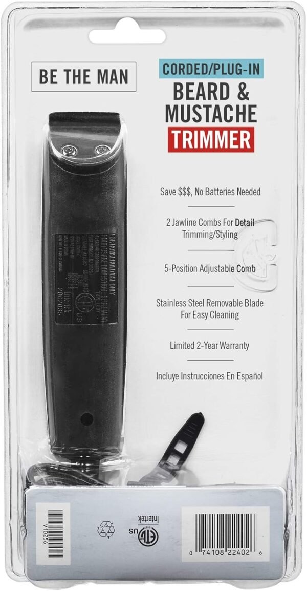 ConairMAN Beard Trimmer for Men Includes Nose and Ear Hair Trimmer and 5-Position Comb Attachment, 4 piece Men's Grooming Kit, Corded - Image 7