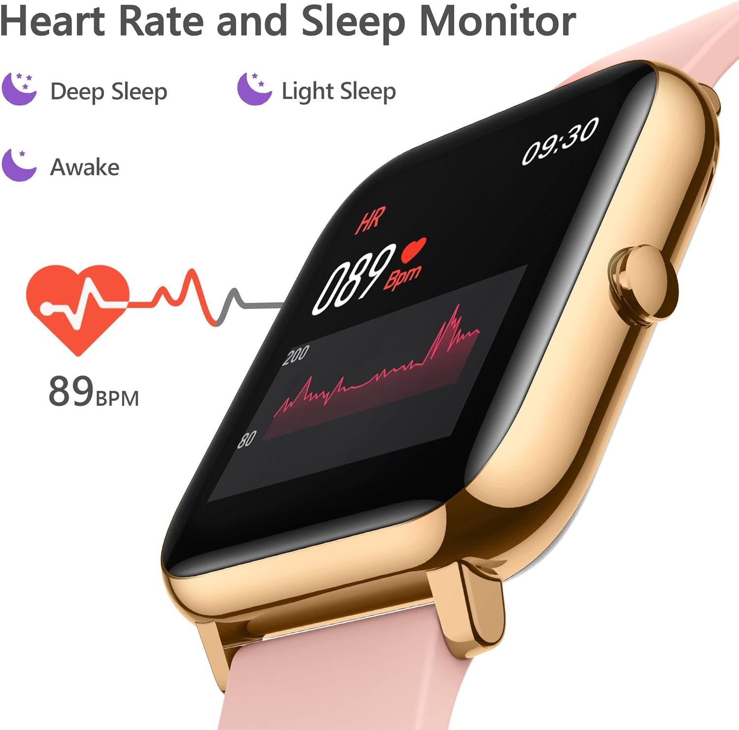 KALINCO Smart Watch, Fitness Tracker with Heart Rate Monitor, Blood Pressure, Blood Oxygen Tracking, 1.4 Inch Touch Screen Smartwatch Fitness Watch for Women Men Compatible with iOS Android - Image 3