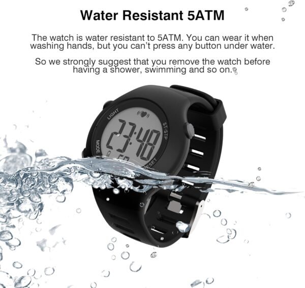 EZON Heart Rate Monitor Chest Strap and Digital Watch,5ATM Waterproof Fitness Tracker with HRM, Stopwatch and Hourly Chime - Ideal Fitness Presents for Men and Women - Image 7