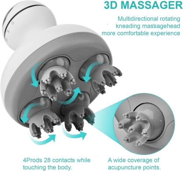 VGU Rechargeable Scalp Massager with Multi-Node Design, Promotes Hair Growth, Relieves Stress, Waterproof, Portable Handheld Head Massager - Image 3