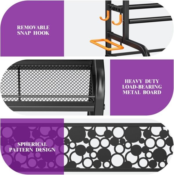 Weight Rack for Dumbbells, Dumbbell Rack Weight Stand, VOPEAK Home Gym Storage Rack for Yoga Mat Kettlebells and Strength Training Equipment, Weight Storage Holder Rack for Dumbbells with Wheels - Image 7