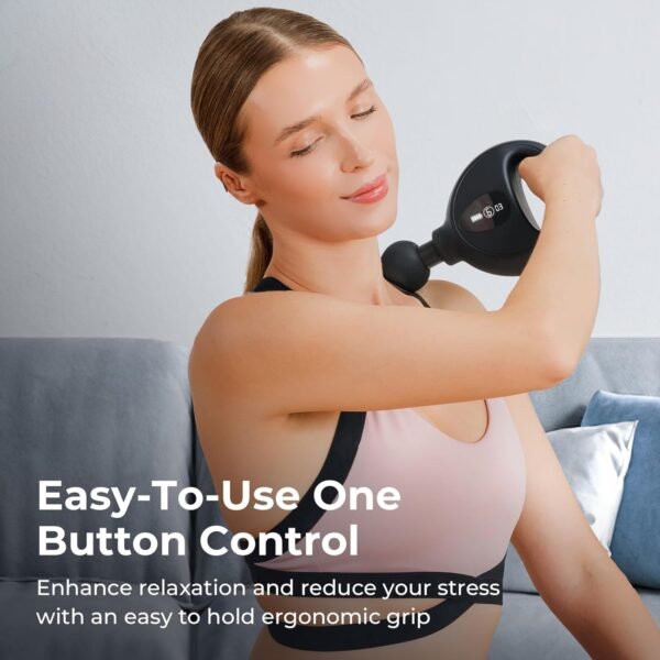 GORISE Portable Handheld Massage Gun, 8 Speeds Deep Tissue Percussion Gun Massager for Muscle Relief, Lightweight and Rechargeable, Ideal for Home, Office, and Travel Use 7PCS - Image 5