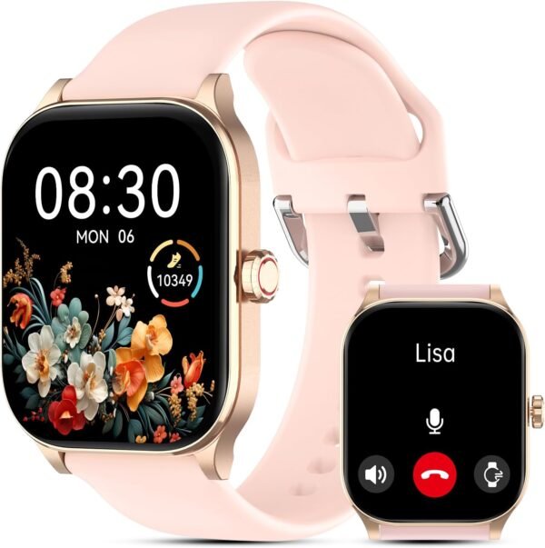 Smart Watch for Women(Answer/Make Call), Smartwatches with Heart Rate,SpO2,Sleep Monitor, IP68 Waterproof Fitness Tracker, 100+ Sports Fitness Watch, Compatible with iPhone and Android (Pink, 2.01") - Image 2