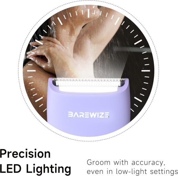 Bikini Trimmer for Women, Legs & Pubic Hair Trimmer for Women | Waterproof, Type-C Rechargeable, LED Light, Replaceable Blade, Electric Razors for Women, Womens Body Shaver (Lilac Purple) - Image 6