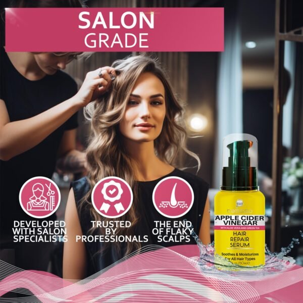 Apple Cider Vinegar Hair Serum Oil - Anti Frizz Styling Product to Stop Flaky and Itchy Scalp - Repair Treatment for Dry and Damaged Hair - Intense Moisturizer for Women and Men – For All Hair Types - Image 3