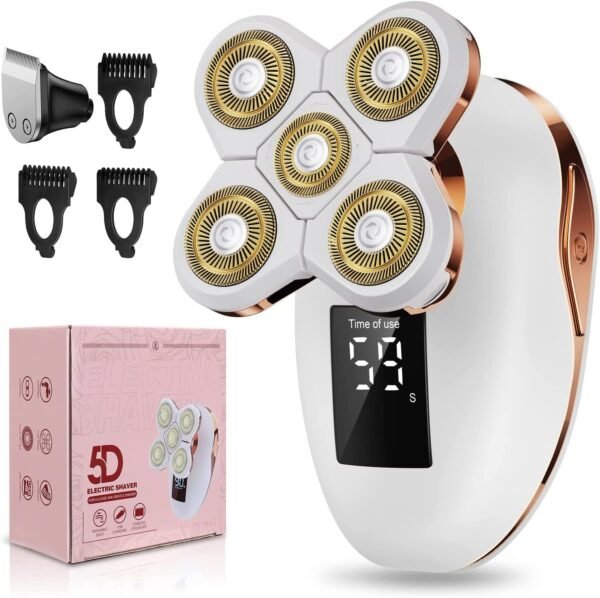2-in-1 Electric Razors for Women, Wet/Dry 5D Razor & Hair Trimmer with USB Adapter & Charging Cable,5D Rechargeable Rotary Shaver with Lithium-Ion Battery, Water Resistant Grooming Kit - Image 2