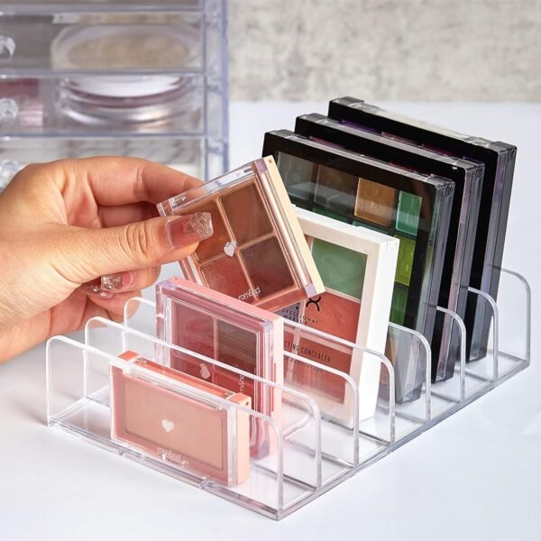 TUZAZO 2 Pack Acrylic Eyeshadow Palette Makeup Organizer - 7-Section Makeup Palette Organizer - Cosmetics Display Storage Holder for Eyeshadow Palettes Blush Contour Kits Sunglasses - Image 6