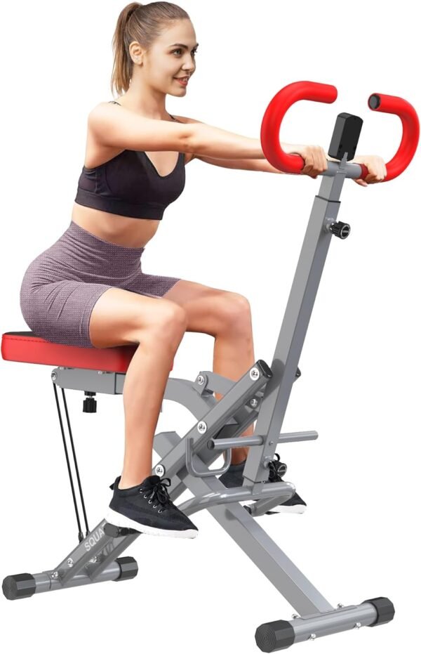 SogesHome Squat Machine Rowing Machines for Home Foldable, Fitness Rowing Machine Row and Ride Squat Machine with Adjustable 2 Resistance Bands for Workout Exercise, 330 lbs Weight Capacity - Image 8