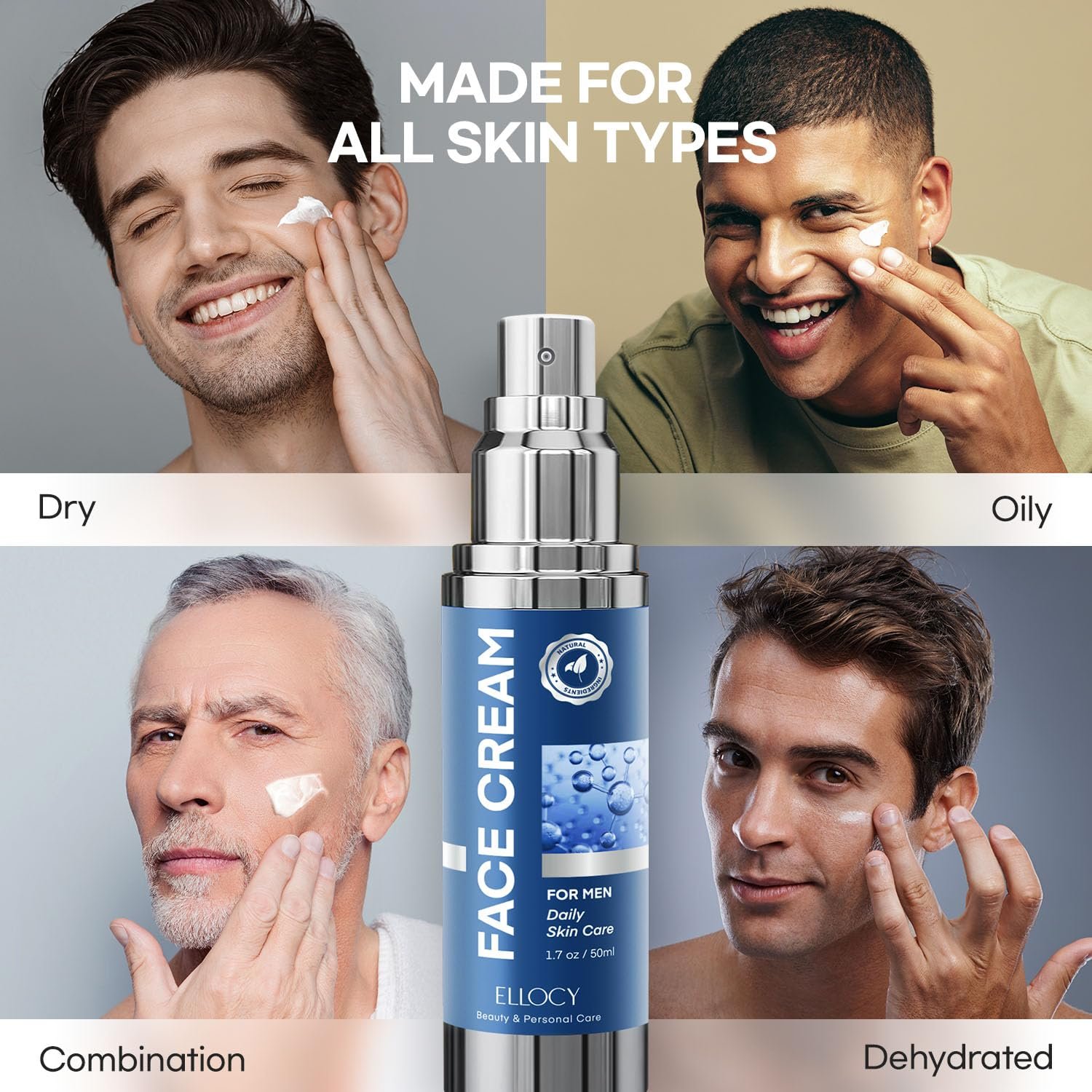 6 in 1 Mens Face Moisturizer: Face Cream for Men Mens Face Moisturizer - Eye bags Treatment Anti Aging Face Lotion - After Shave Lotion for Men Advanced Formula 1.7oz - Image 6