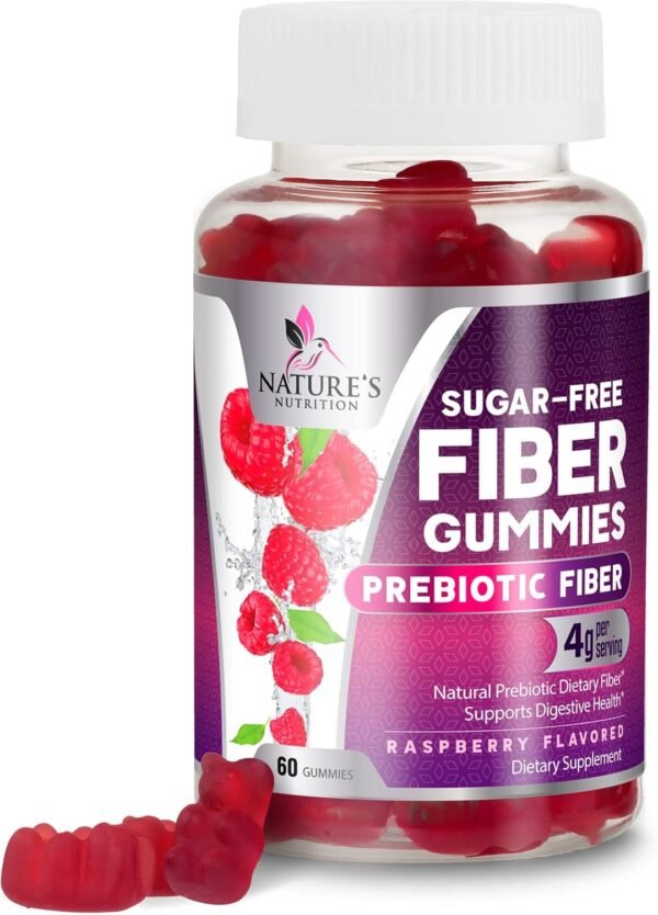 Fiber Supplement Gummies for Digestive Health & Regularity Support, Sugar-Free 4g Fiber Gummy for Adults, Daily Probiotic Supplements, Natural Prebiotic Fiber Gummy, Plant Based - 60 Gummies - Image 2
