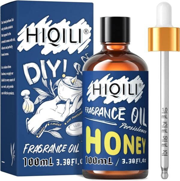 HIQILI Honey ​Essential Oil 100ml - Long Lasting Perfume for Aromatherapy, Sweet Scent Fragrance Oil for Home Diffuser, Laundry Kitchen Bedroom, DIY Candle Soap Perfume Lotion Making 3.38 Fl Oz - Image 2