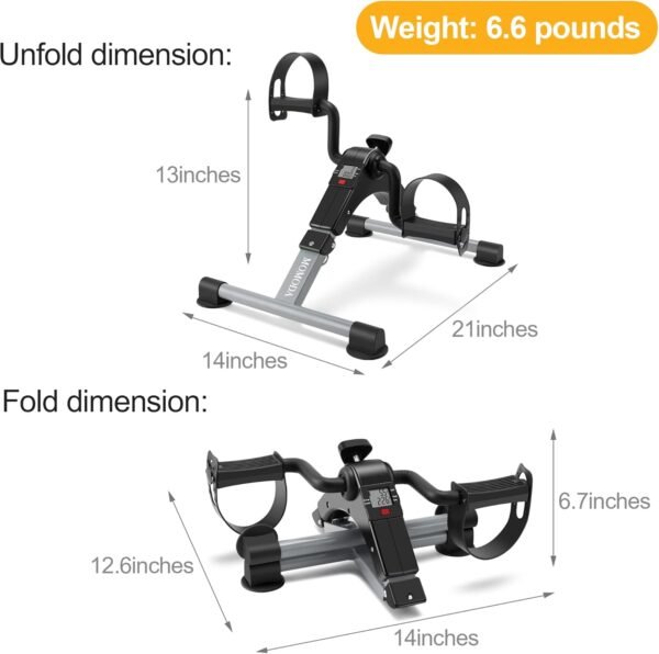 MOMODA Under Desk Bike Pedal Exerciser Mini Bike for Leg/Arm Bike Foldable Peddler with LCD Display for Home/Office - Image 8