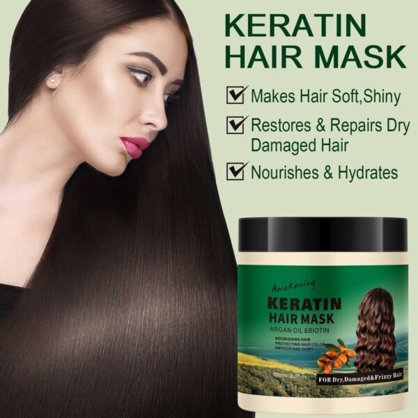 7-Day Repair Keratin Hair Mask - Hydrating & Deep Repair with Argan Oil for Dry, Damaged, Frizzy Hair - Paraben-Free, 16.9 Fl Oz - Image 3