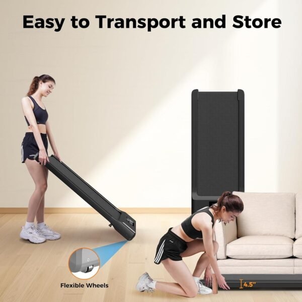 SupeRun Walking Pad, Under Desk Treadmill, 3 in 1 Portable Treadmill with Remote Control LED Display, 2.5 HP Quiet Walking Jogging Machine for Office Home Use, 300 Lbs Capacity - Image 8